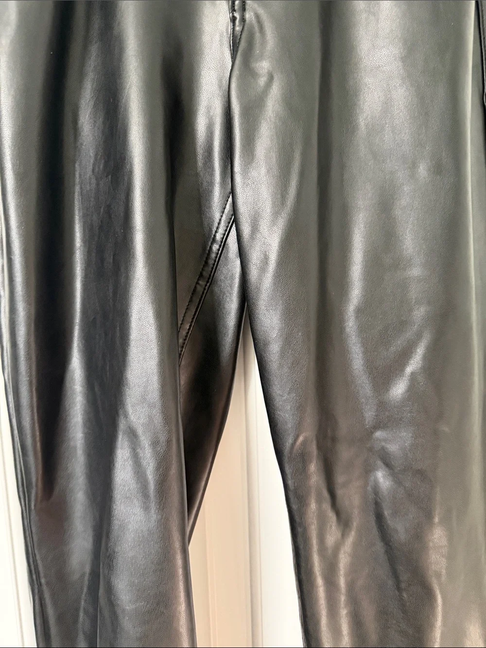 Abercrombie & Fitch Black Faux-Leather Straight Leg Pants